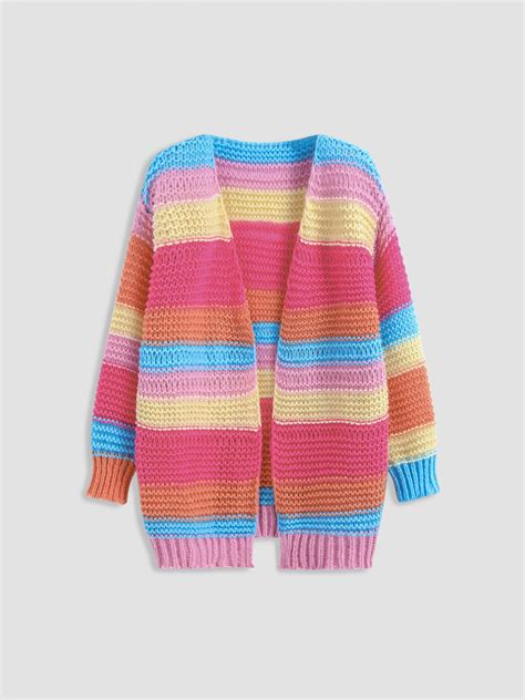 rainbow knitted cardigan.